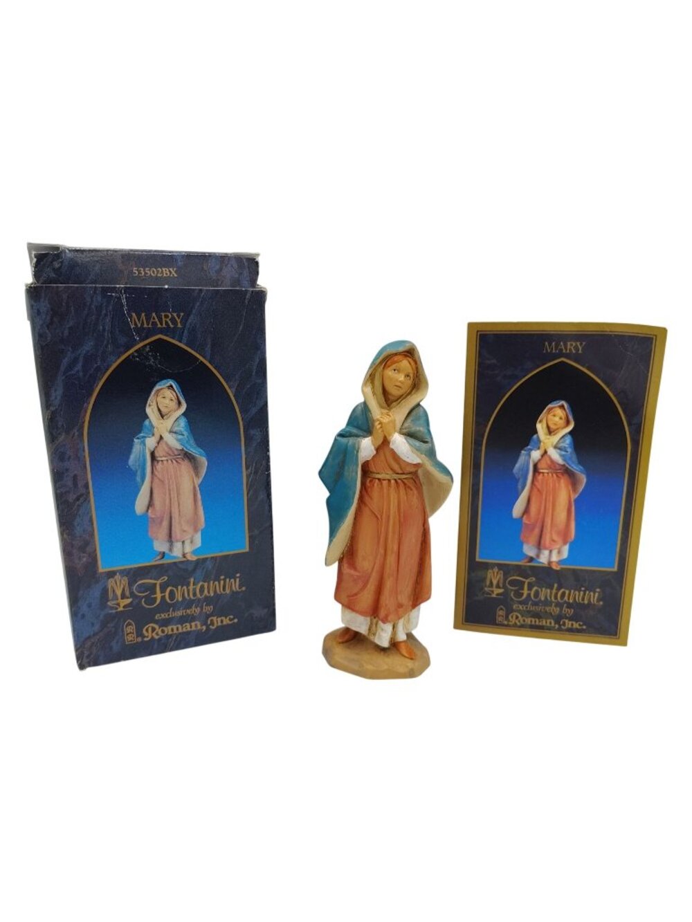 Fontanini Mary Nativity Figurine 53502BX w/ Box Story Card Roman Italy 5 Inch